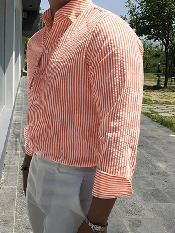 Casual Striped Polyester Shirt - Image 3