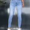 Womens High Waist Skinny Jeans Stretch Casual Chic