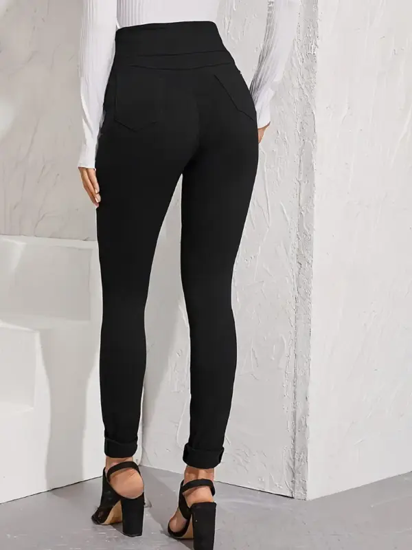 Elegant High Waist Skinny Jeans for Women Button - Image 4