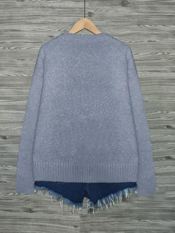 Women Casual Crew Neck Knit Sweater - Image 2