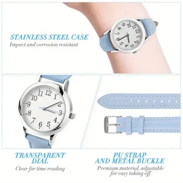 Elegant Light Blue Womens Quartz Watch - Image 5