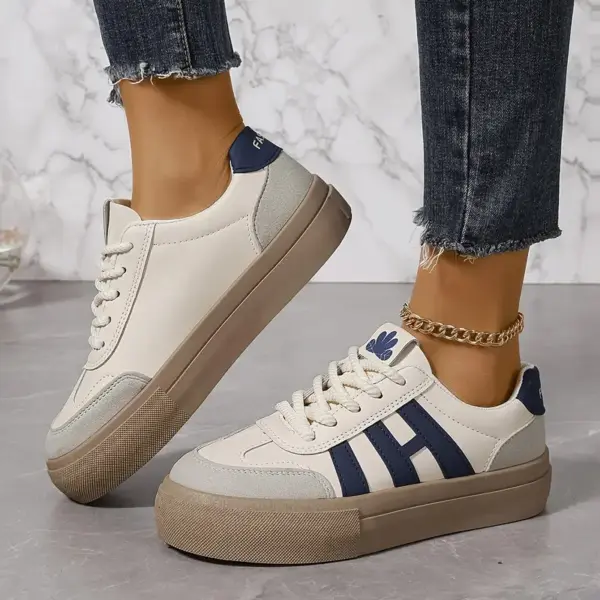 Womens Colorblock Lace Up Platform Sneakers - Image 3