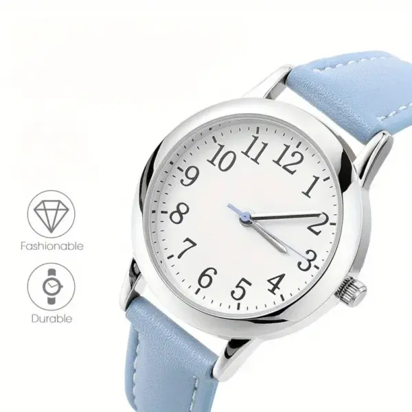 Elegant Light Blue Womens Quartz Watch