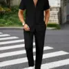 Short Sleeve Long Pants Casual Suit