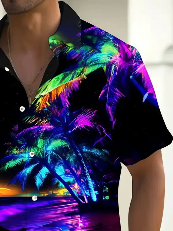 Men Hawaiian Aloha Shirt With Vibrant Digital Print - Image 4