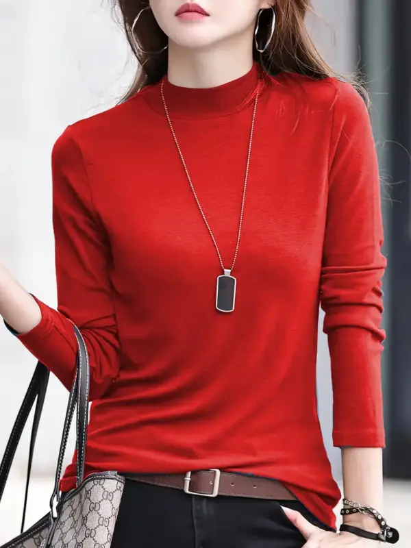 Casual High Neck Long Sleeve Tshirt - Image 4