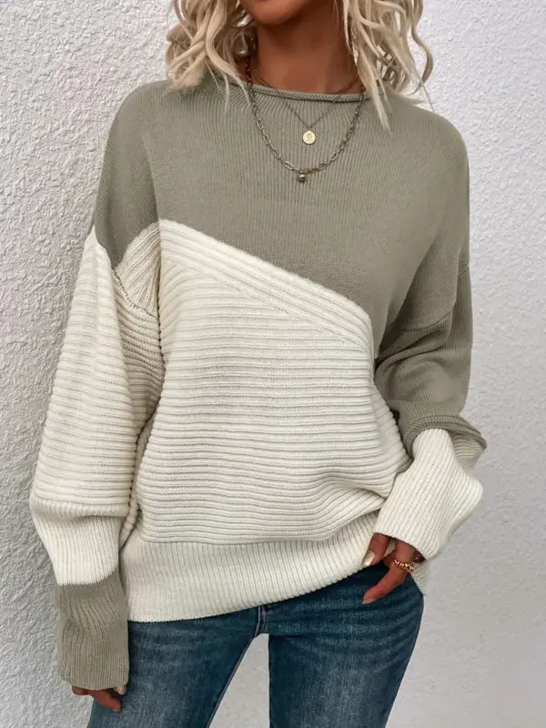 Color Block Loose Pullover Tshirt