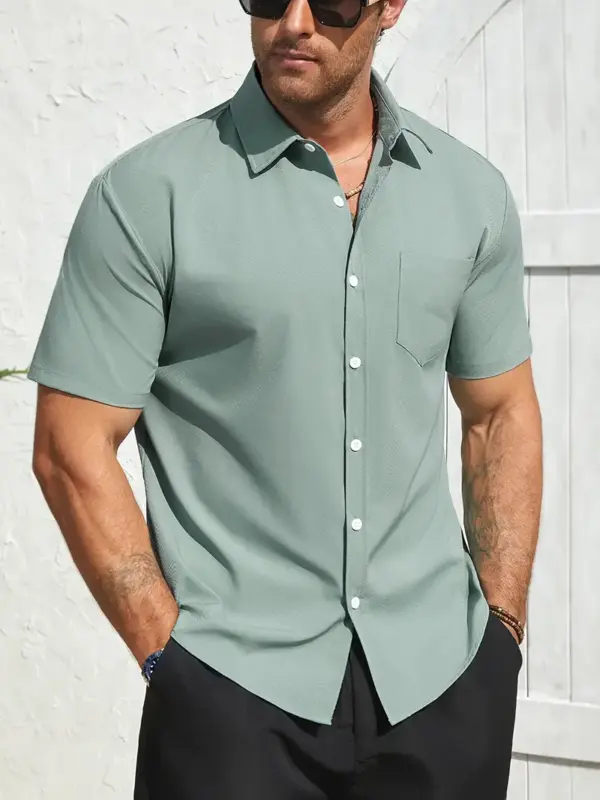 Men Classic Solid Color Top Shirt