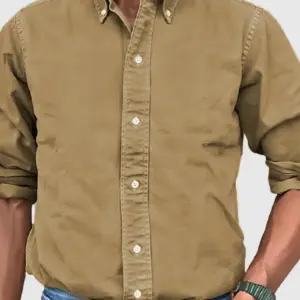 Vintage Premium Washed Cotton Long Sleeve Shirt for Men