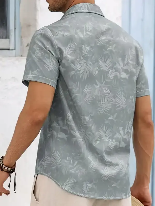 Men Casual Tropical Print Short Sleeve Shirt Polyester - Image 2