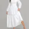 Elegant V Neck Long Sleeve Maxi Dress with Hollow