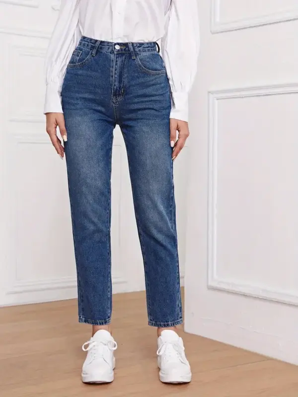 Womens Slim Fit Washed Jeans High Stretch Style - Image 3