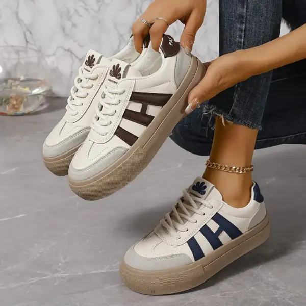 Womens Colorblock Lace Up Platform Sneakers - Image 2