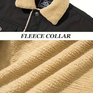 Men Fleece Lined Workwear Jacket Casual Winter