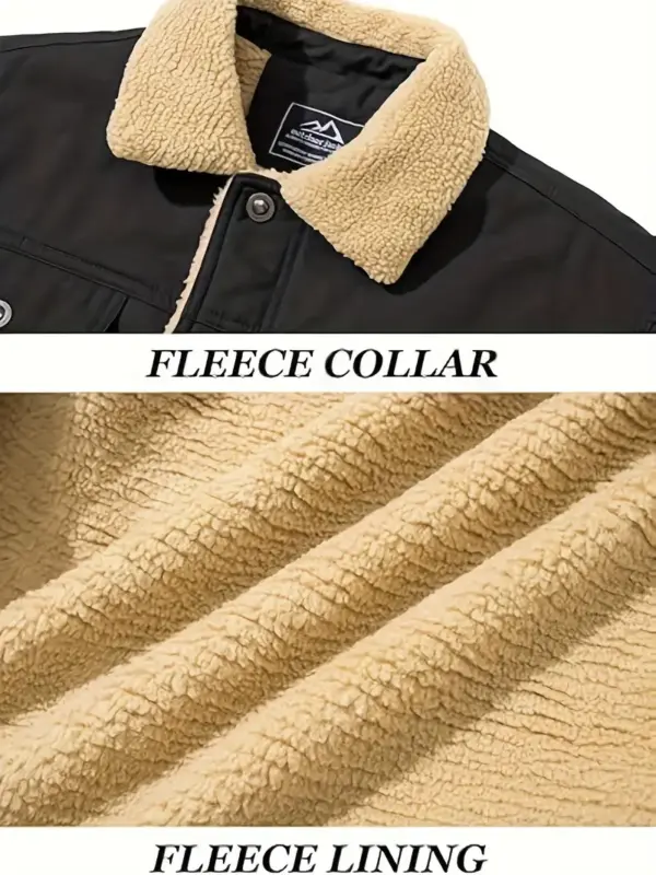 Men Fleece Lined Workwear Jacket Casual Winter