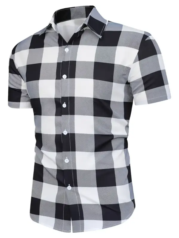 Casual Gingham Check Short Sleeve Shirt