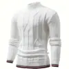 Men Thermal Underwear Tops Striped Polyester