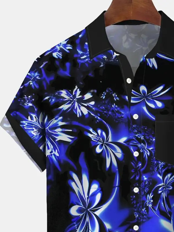 Men Fluorescent Gradient Hawaiian Art Shirt - Image 2